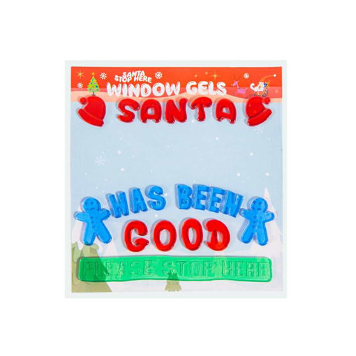 Picture of CHRISTMAS WINDOW GEL STICKERS SANTA /NAME/ HAS BEEN GOOD